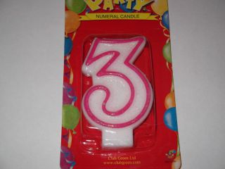 3rd Birthday Cake Candle Number 3 Party Pink White Girl