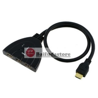 Port 1 3 HDMI Switcher Splitter Hub Selecter for HDTV 1080p Full HD 