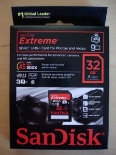 SanDisk 32GB 32 GB Extreme UHS 1 SD Secure Digital Memory Card 45 MB s 
