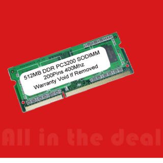 512MB DDR 400MHz PC3200 512 MB SODIMM Memory for Laptop
