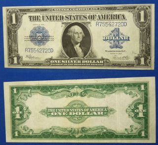 Currency Silver Certificate $1 1923 s w XF RD Serial