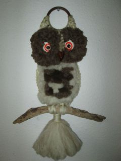 70s Vintage Macrame Owl Retro Hanging Wall Art Great Expression