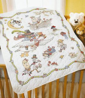   Mother Goose Baby Crib Cover Quilt Stamped Cross Stitch Kit NIP