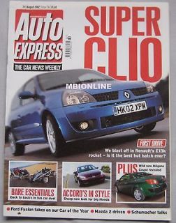   13/8/2002 featuring Renault Sport Clio 172 Cup, Ariel Atom, Smart