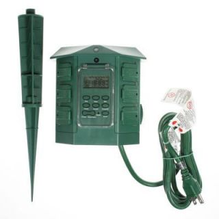 GE Outdoor Digital Timer 6 Outlet Yard Stake Customizable Save Money 