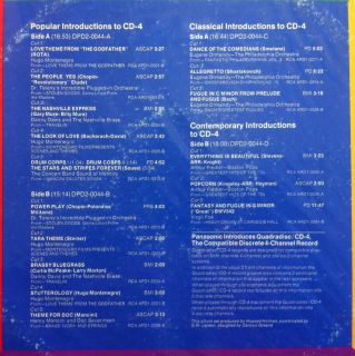 Panasonic Quadradisc Introductions to 4 Channel CD 4 Quad 2 LP VG DPD2 