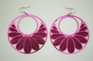 Pink Flower Earrings Dangle Bling Fun Big Jewelry 2