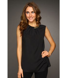 MICHAEL Michael Kors   Crop Tank w/ Pleated and Embellished Neck