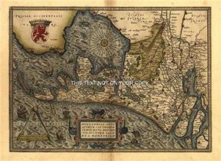 Ortelius Hollandiae The Netherlands Antique Map Print