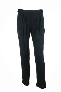 Womens Navy Blue Elza Crepe Pleated Pants 6 $430 New