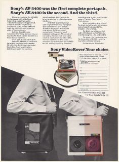 1975 Sony VideoRover AV 3400 AV 8400 Portable Video Recorder Print Ad