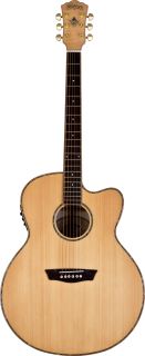 Washburn WJ45SCELH Lefty Jumbo Cutaway Style Acoustic Guitar Natural 