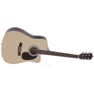 Maxam 41in 6 String Acoustic Electric Guitar Classic Wood Tone Finish 