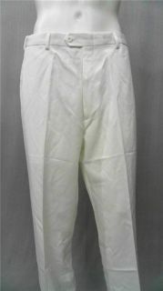 Jos A Bank Adjustable Mens 42 Slacks Pants White Solid Designer 