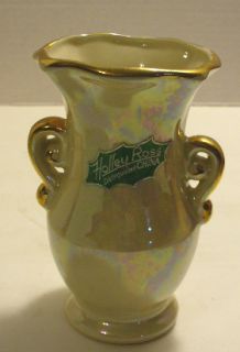 BEAUTIFUL HOLLEY ROSS IRIDESCENT VASE W GOLD TRIM