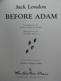 Before Adam by Jack London, Easton Press, introduction by Philip Jose 