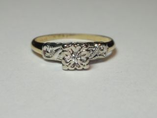 LOVELY RING CENTER DIAMOND MEASURES 1.90MM   SOLID 14K GOLD WITH 