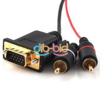   to VGA 2 RCA Audio Component Video Adapter Cable for PC Built with IC