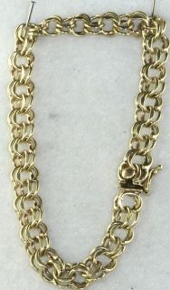 Vtg 1940s 14k Gold Double Link Charm Bracelet 15 5 GR