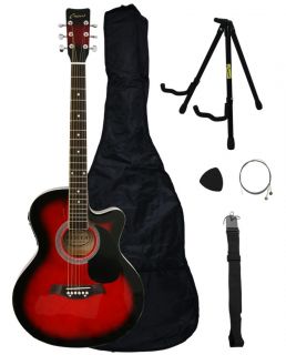 New Adult Crescent Red Electric Acoustic Guitar Acc Stand