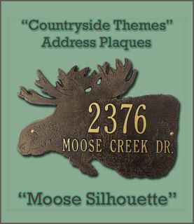 New Countryside Moose Silhouette Address Plaque Marker