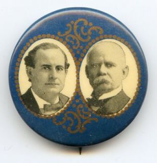 1900 William Jennings Bryan and Adlai Stevenson jugate pin 