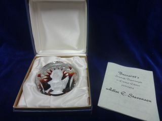 Limited Edition BACCARAT Adlai STEVENSON Cameo PAPERWEIGHT in Box and 