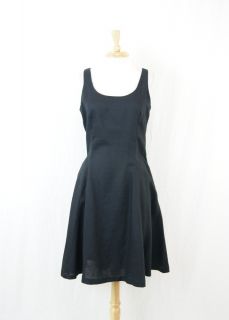 New Adrienne Vittadini Black Linen Scoop Neck Sleeveless Dress Size 8 