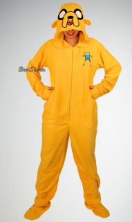 New Adventure Time Jake Adult Costume PJs Pajamas Hood Mask Hat 
