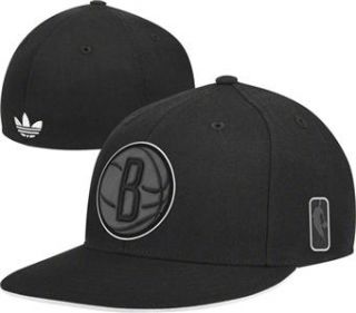 Adidas Originals Brooklyn Nets Flat Brim Fitted All Black Cap Hat 7 1 