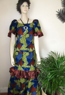 African Fashion Skirt Blouse in African Print Cottn