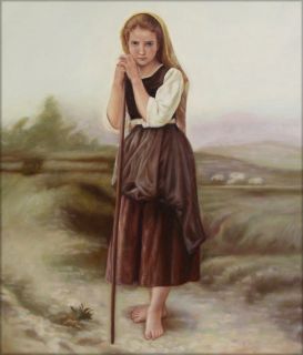 Hand Painted Oil Painting Repro Bouguereau The Little Shepherdess 