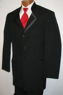 Black After Six Celebration 3 Button Mandarin Tuxedo Jacket Formal 