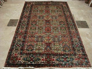 Bakhtiari Animals Hand Knotted Rug Carpet Silk Wool 8x5