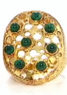 Rarities Carol Brodie Green Malachite Vermeil Textured Ring Size 7 $ 