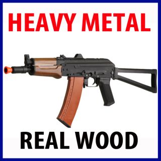 Airsoft Metal Gun AK74U Full Auto CQB Wood Grip AEG 400FPS AK 4 