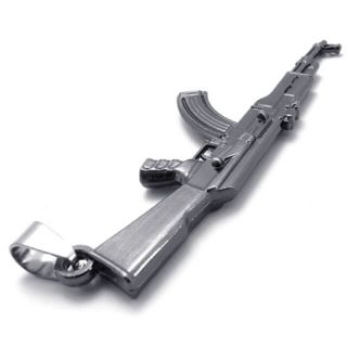 Stainless Steel 2 3 Toy AK 47 AK47 Rifle Firearms Machine Gun Pendant 