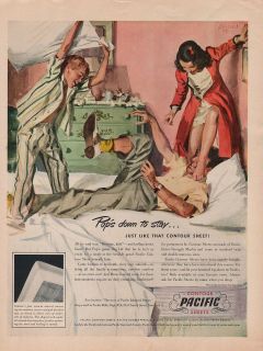 1949 Vintage Contour Pacific Sheets Pops Down to Stay Print Ad