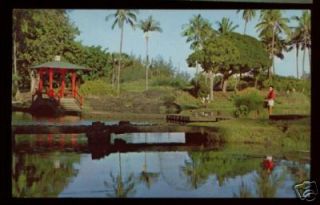 1960s Hawaii Liliuokalani Gardens Lagoon on Hilo Bay