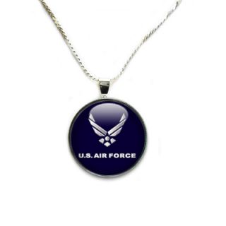 US Air Force   Clear Gem Pendant + Necklace Option