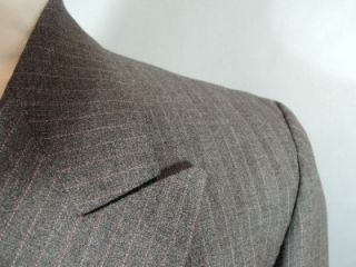 Davies Son Savile Row Bespoke Red Strip Gray Suit 40 L US 50L E Custom 