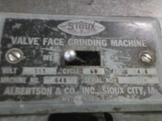 Sioux Valve Face Grinding / Grinder Machine 645 ,Albertson & Co