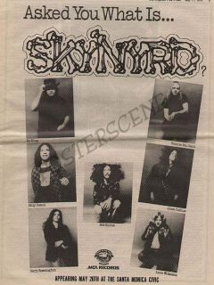 Lynyrd Skynyrd Second Helping LP Promo Ad Poster 1974
