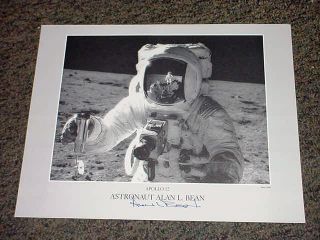 Signed Astronaut ALAN L. BEAN Apollo 12 4th Man on Moon Lithograph 