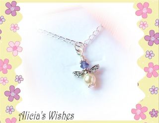 Birthstone Angel Necklace Personalised Childs Jewellery