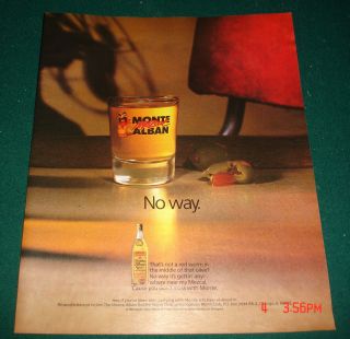 1990 Ad Monte Alban Mezcal Tequila Party Worm in a Bottle, No Olives 
