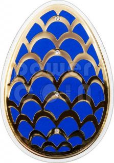 IMPERIAL EGGS PINE CONE Cloisonne Faberge Silver Coin 5$ Cook Islands 