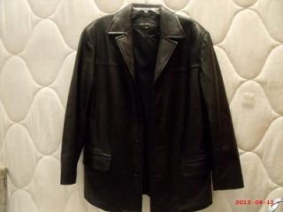 mens size 38s albert nipon city black leather jacket