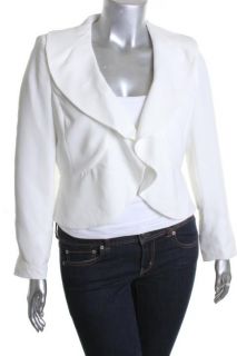 Alfani New White Solid Lined Ruffled Open Front Blazer Jacket 14 BHFO 
