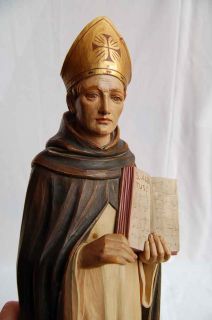 Older Hand Carved Wood Statue of St Albert O P 